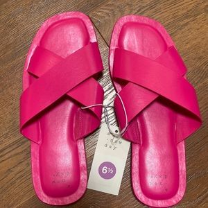 Sandal sale! 🎉NWT A New Day Hot Pink Crisscross Slip-On Sandals Size 6.5